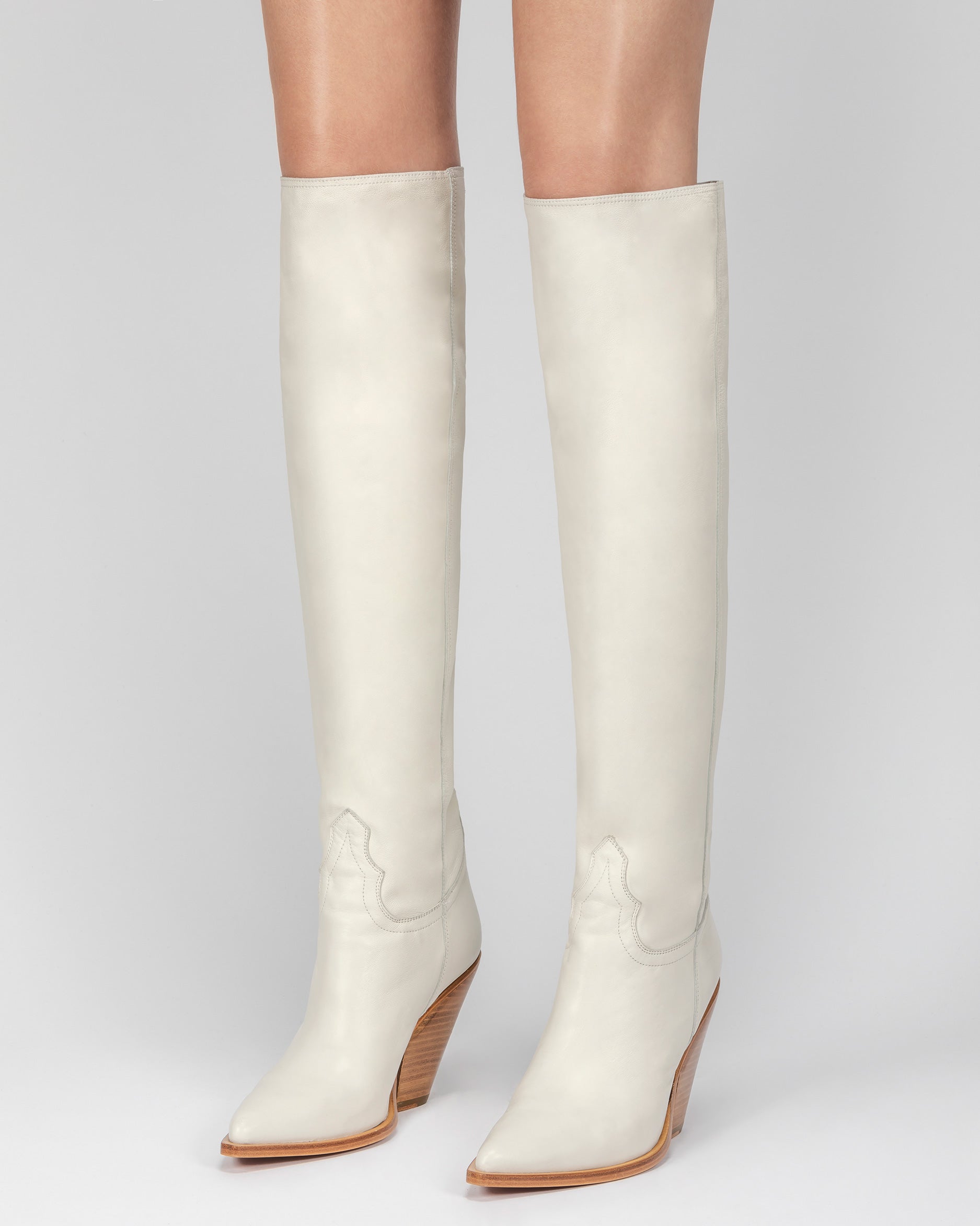 ACAPULCO Women's Knee Boots in White Nappa