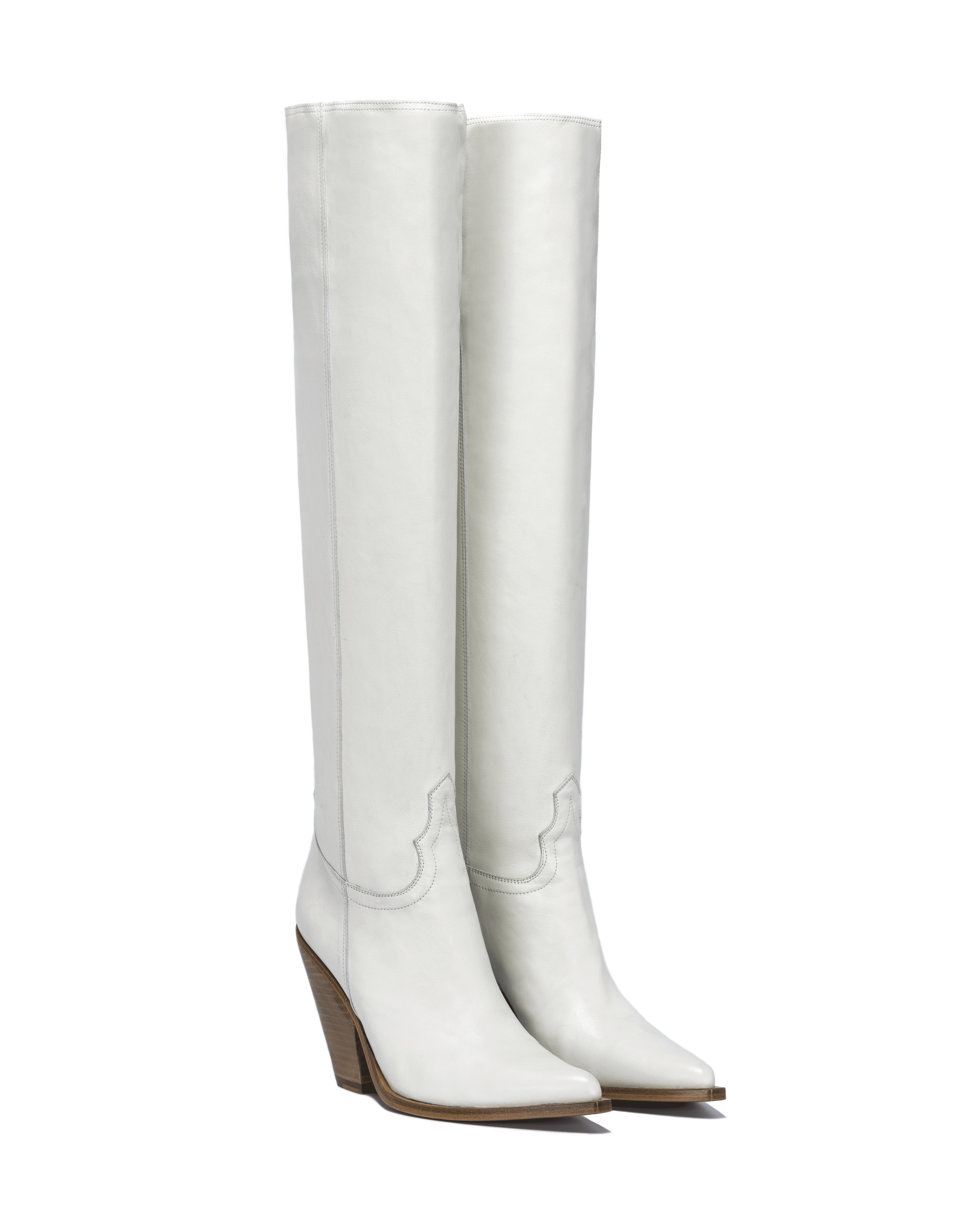 ACAPULCO Women's Knee Boots in White Nappa_01_Side