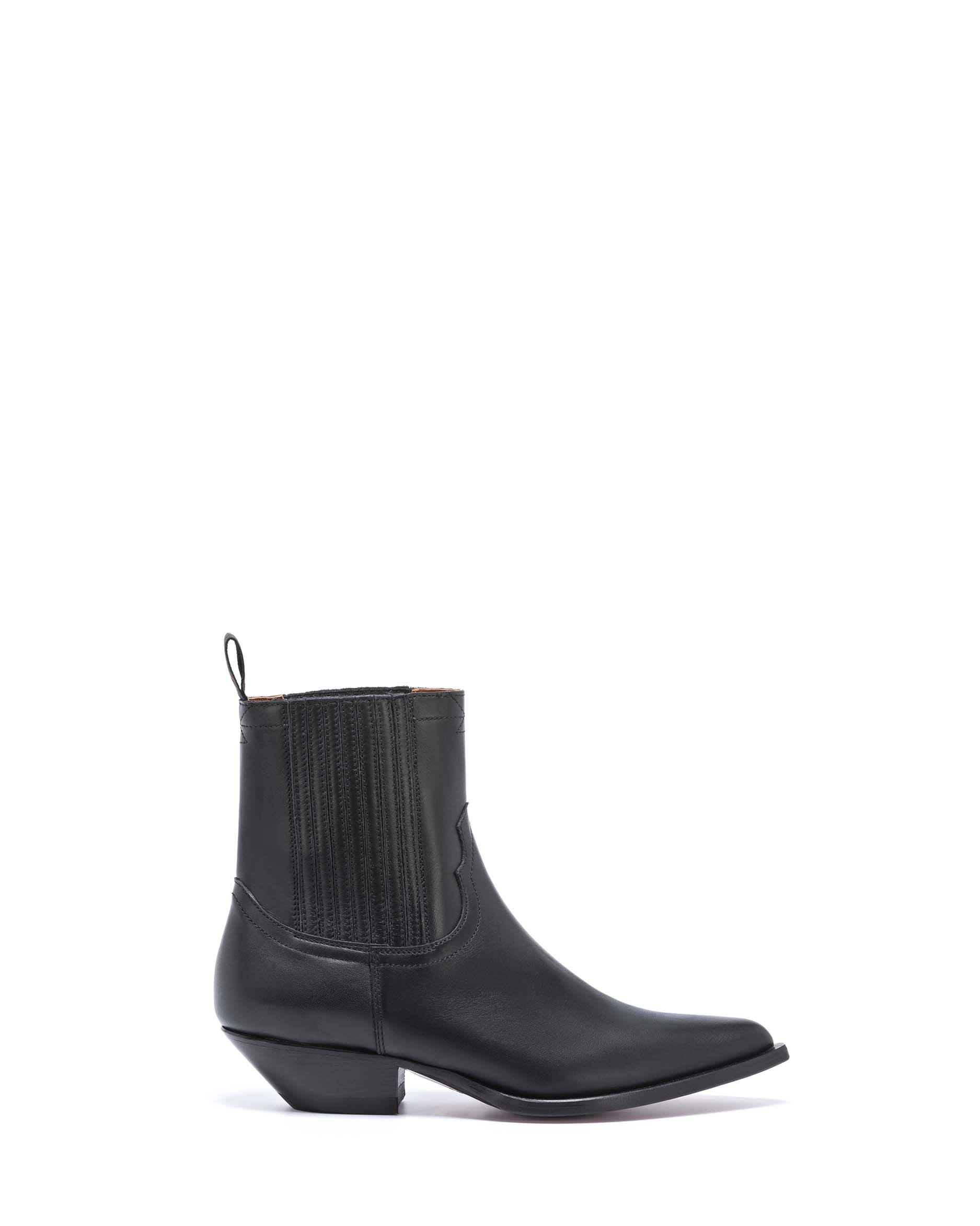 HIDALGO Men's Ankle Boots in Black Calfskin_Side_02