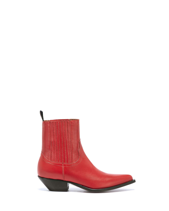 HIDALGO Women's Ankle Boots in Red Calfskin_Side_02